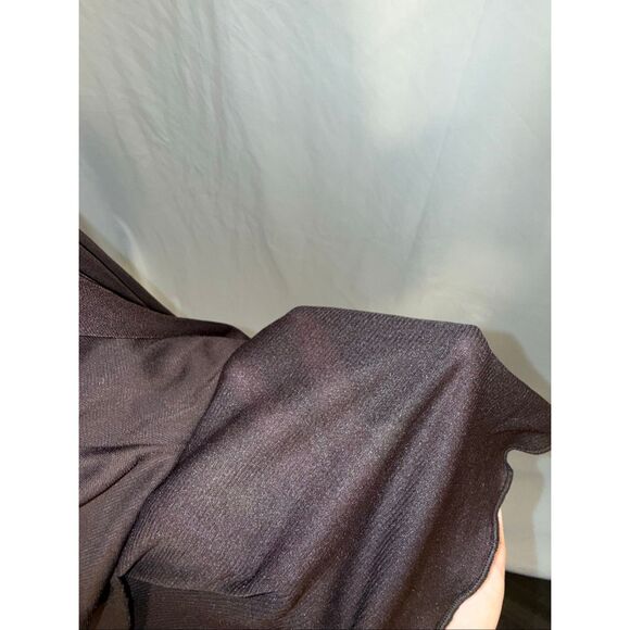 Vintage Y2K Wrapper Brown Swing Skirt Made in USA Stretchy Flowy A-Line Minimali - Picture 9 of 13
